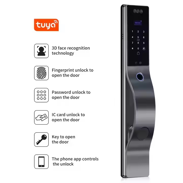 Tuya Wifi Digital Door Lock With Camara Card 3D Face Recognition Smart ...